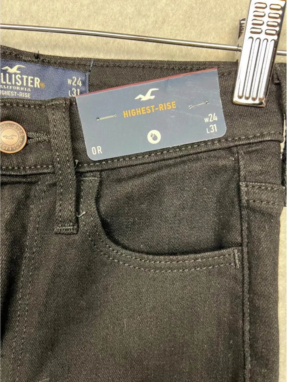 Hollister Denim Jeans Womens 0R 24W / 31L Highest Rise Black Flare Leg Causal